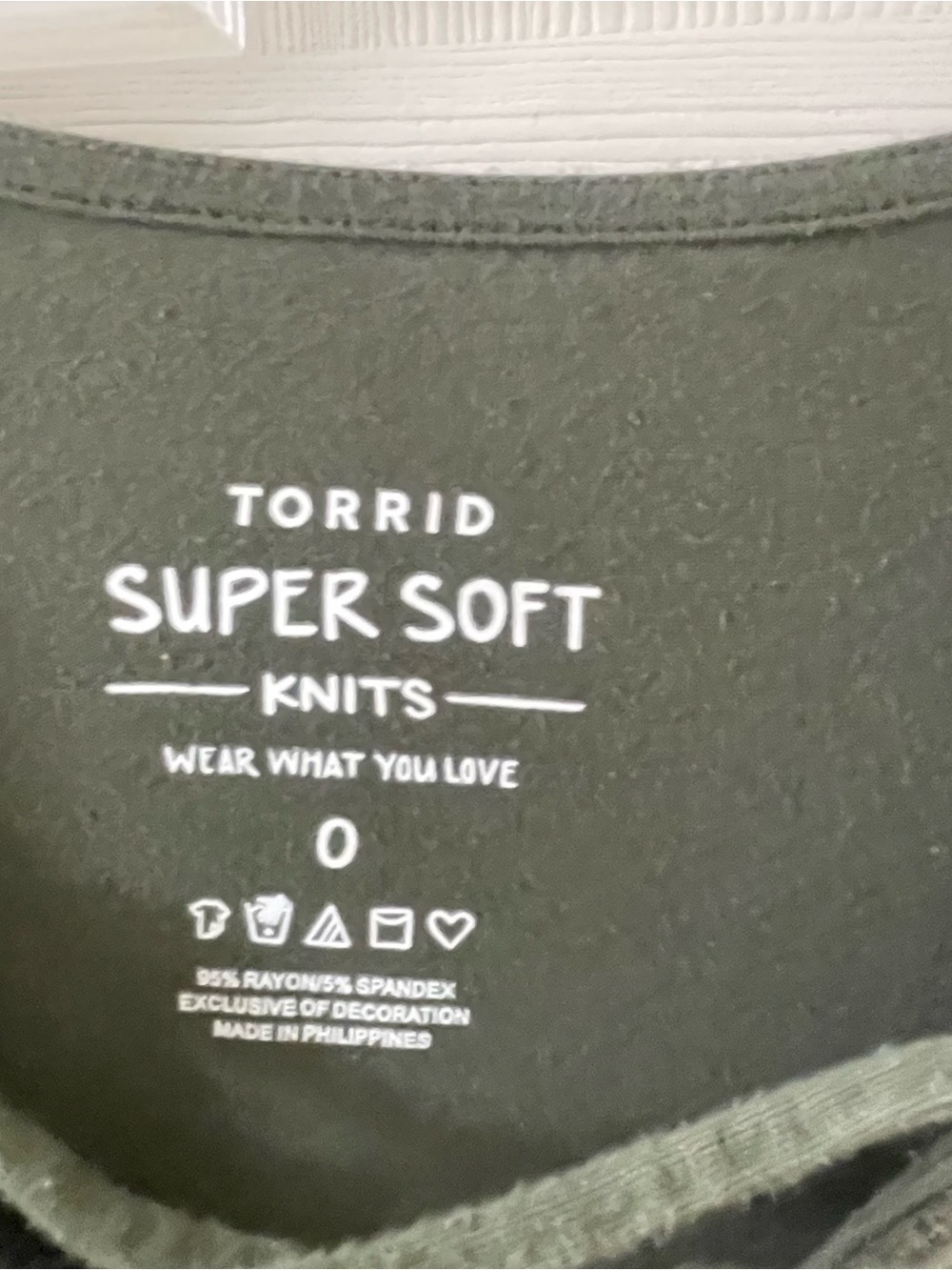 torrid Olive Green Super Soft Knit Top with Lace Trim - Picture 3 of 3